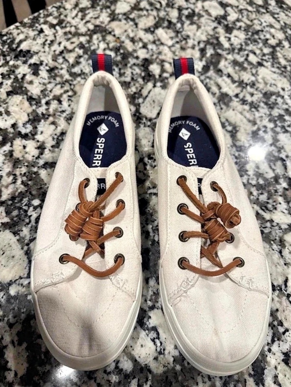 Sperry Crest Vibe Platform Canvas Sneaker Sneakers White & Brown US 7